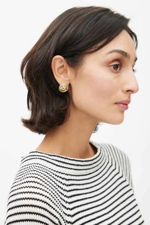 Chanel Spring 2014 Gold CC Button Earring