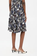 Chanel Spring 2020 Navy & Brown Silk Dress