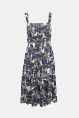 Chanel Spring 2020 Navy & Brown Silk Dress