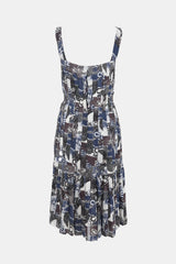 Chanel Spring 2020 Navy & Brown Silk Dress