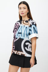 Chanel Spring 2021 Black & Multi Neon Print Top