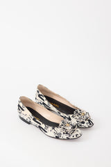 Chanel Spring 2003 White & Black Printed CC Ballet Flat
