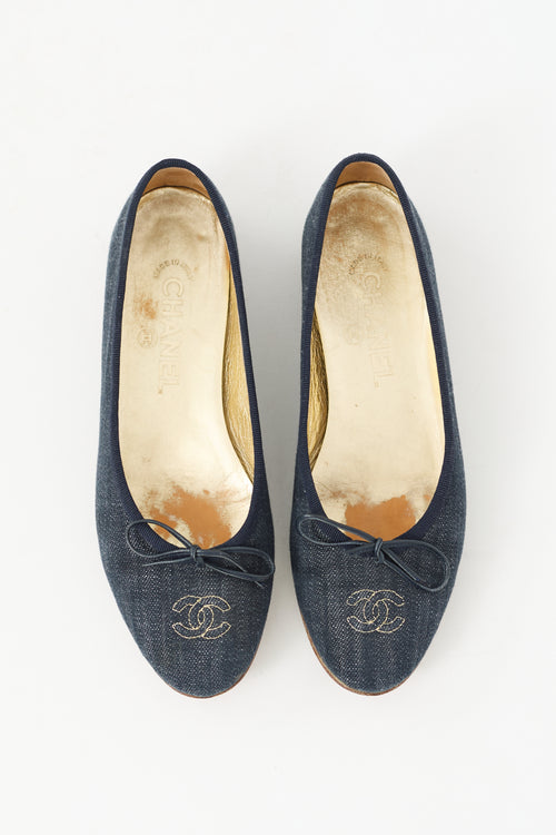 Chanel Spring 2006 Dark Wash Denim CC Flat