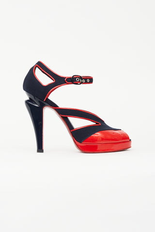Chanel Spring 2008 Navy & Red Open Toe Heel