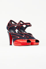 Chanel Spring 2008 Navy & Red Open Toe Heel