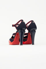 Chanel Spring 2008 Navy & Red Open Toe Heel
