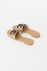 Chanel Spring 2023 Beige Glitter CC Slide