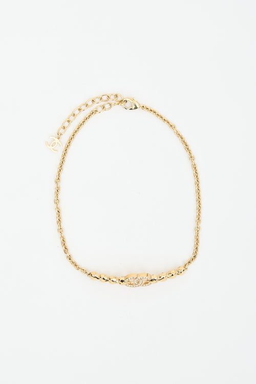 Chanel Spring 2023 Crystal CC Heart Choker Necklace