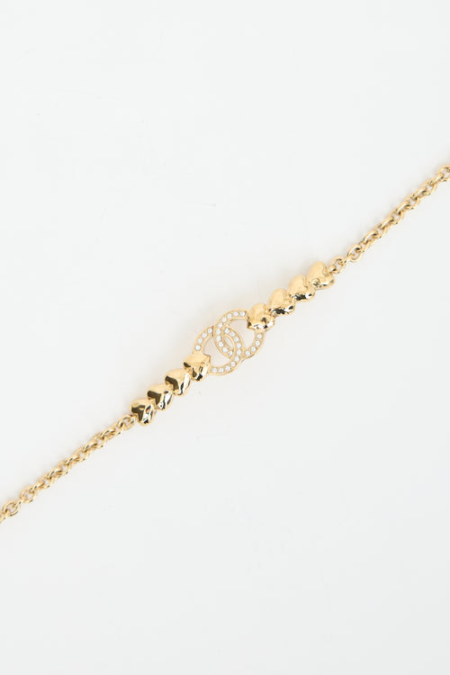 Chanel Spring 2023 Crystal CC Heart Choker Necklace