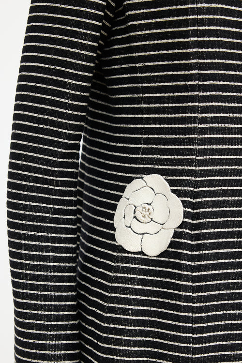 Chanel 2001 Cruise Striped Camelia Coat