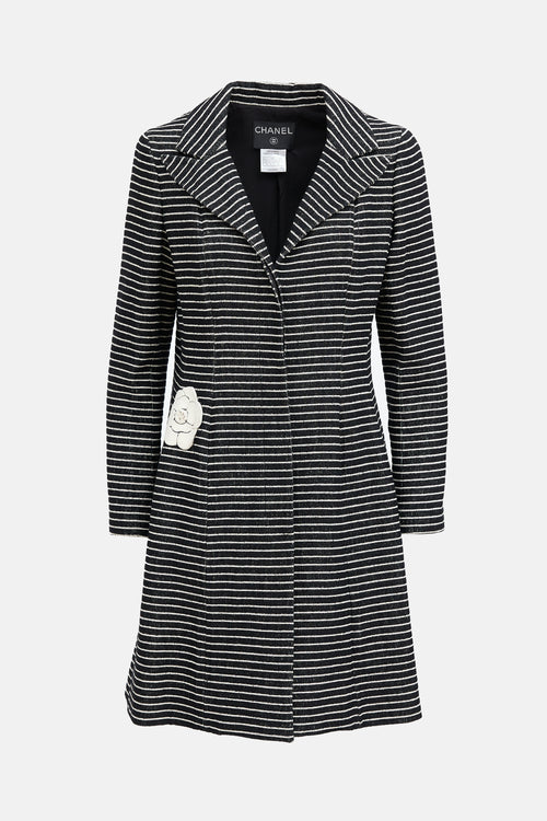 Chanel 2001 Cruise Striped Camelia Coat