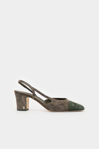 Chanel Suede CC Slingback Heel