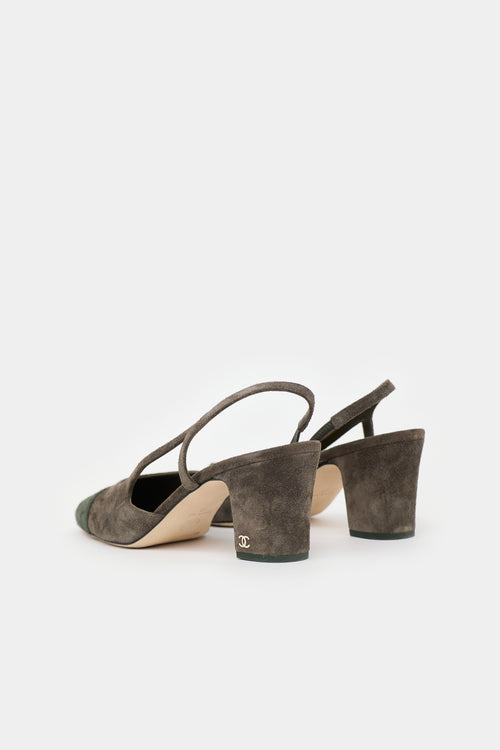 Chanel Suede CC Slingback Heel