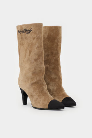Chanel Suede Gabrielle Coco CC Boot