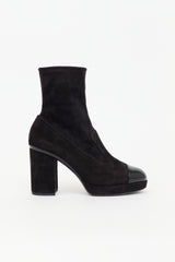 Chanel Suede Logo Ankle Boot
