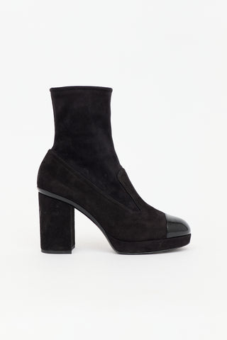 Chanel Suede Logo Ankle Boot