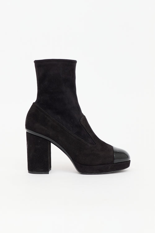 Chanel Suede Logo Ankle Boot