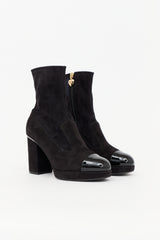 Chanel Suede Logo Ankle Boot