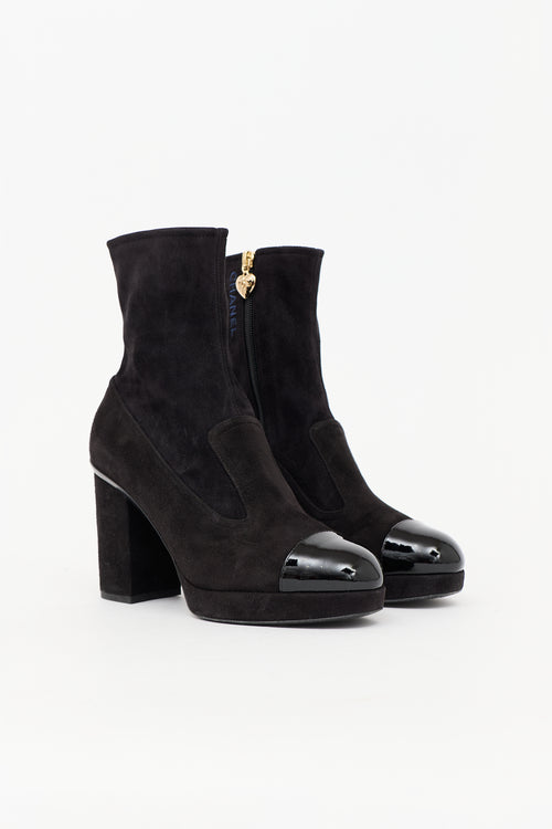 Chanel Suede Logo Ankle Boot