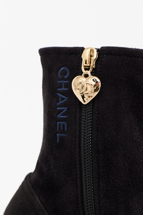 Chanel Suede Logo Ankle Boot