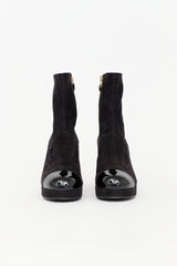 Chanel Suede Logo Ankle Boot