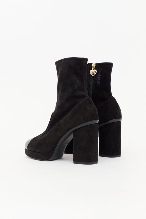 Chanel Suede Logo Ankle Boot