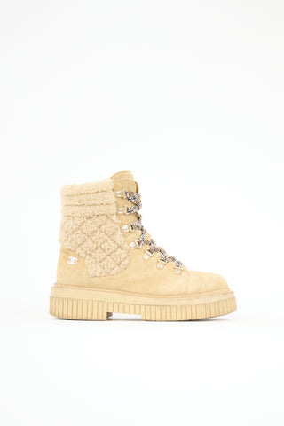 Chanel Suede & Shearling CC Boot