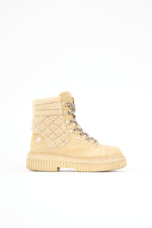 Chanel Suede & Shearling CC Boot