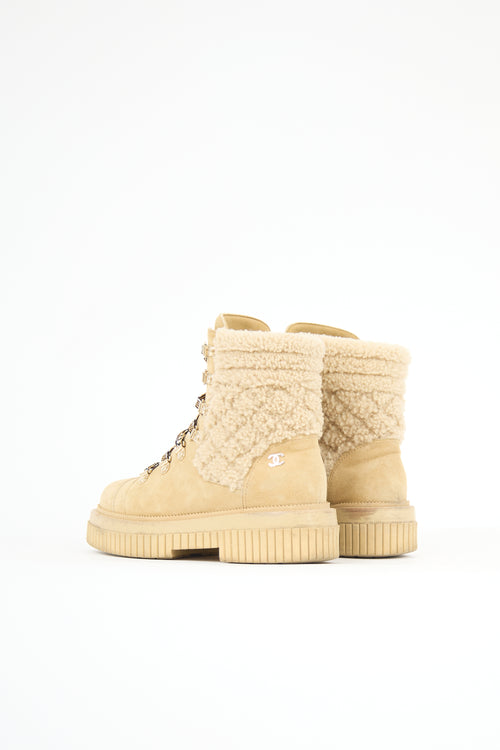 Chanel Suede & Shearling CC Boot