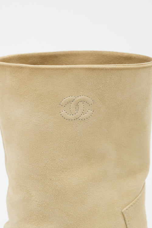 Chanel Suede CC Ankle Boot