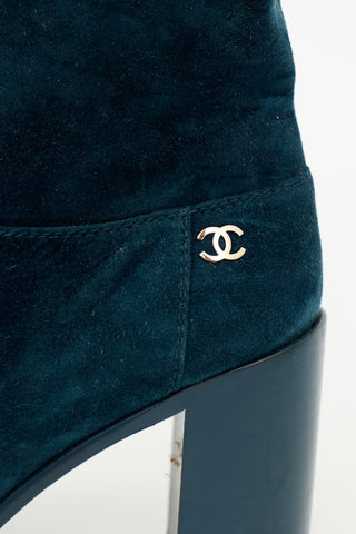 Chanel Suede CC Ankle Boot