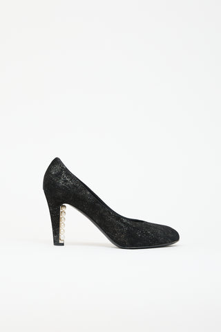 Chanel Suede Faux Pearl Pump