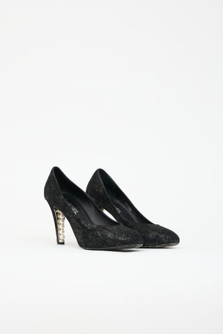 Chanel Suede Faux Pearl Pump