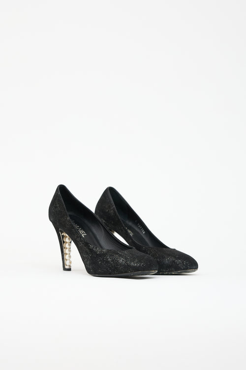 Chanel Suede Faux Pearl Pump