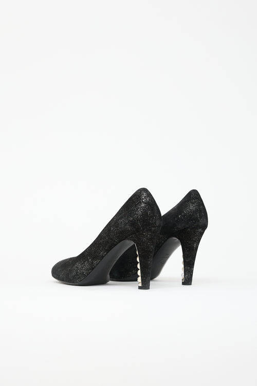 Chanel Suede Faux Pearl Pump