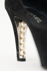 Chanel Suede Faux Pearl Pump
