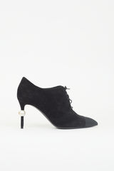 Chanel Suede Lace Up Bootie