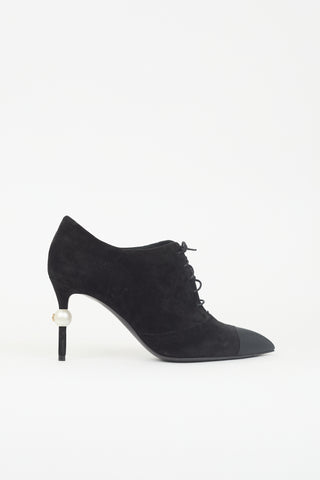 Chanel Suede Lace Up Bootie