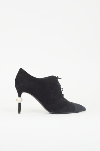 Chanel Suede Lace Up Bootie