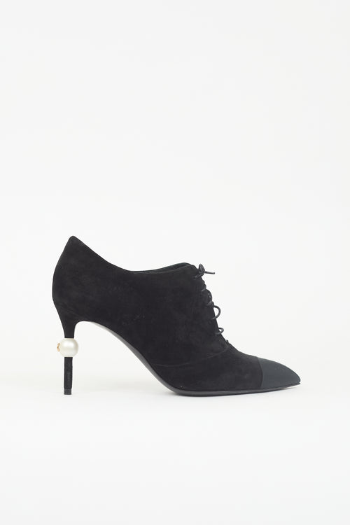 Chanel Suede Lace Up Bootie