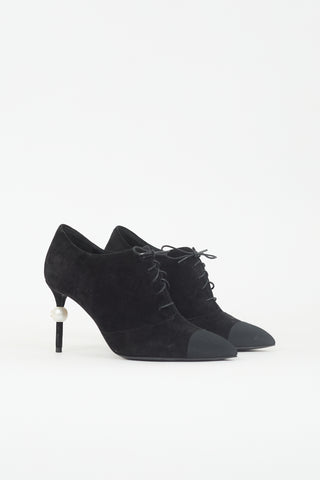 Chanel Suede Lace Up Bootie