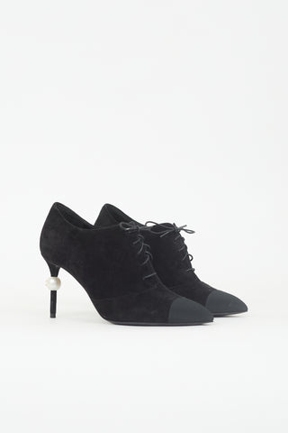 Chanel Suede Lace Up Bootie