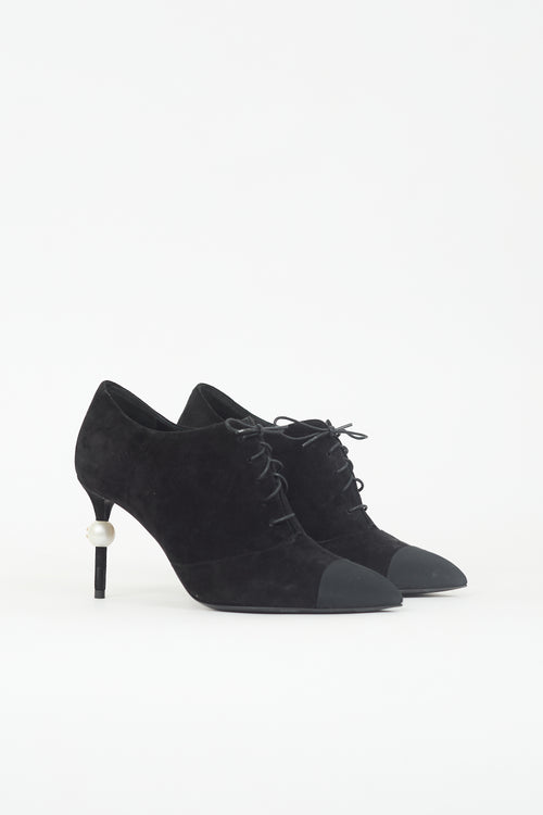Chanel Suede Lace Up Bootie
