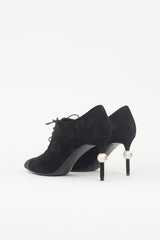 Chanel Suede Lace Up Bootie