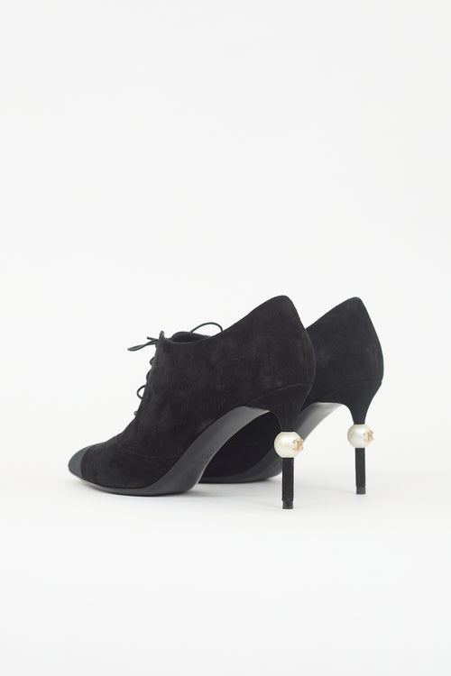 Chanel Suede Lace Up Bootie