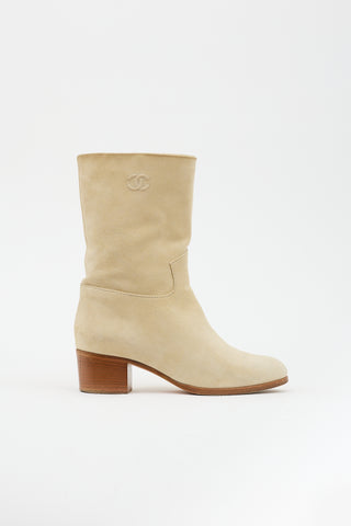 Chanel Suede CC Ankle Boot