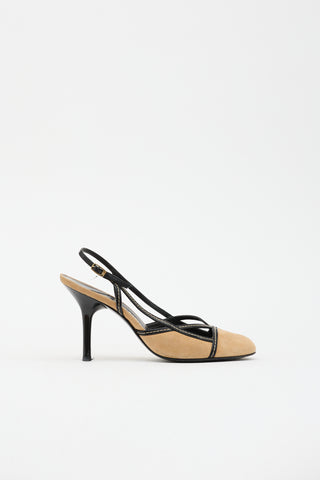 Chanel Suede & Patent Slingback Heel