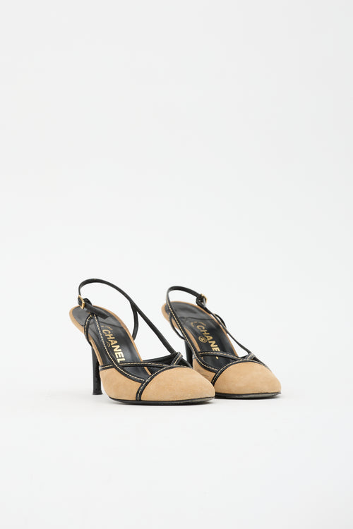 Chanel Suede & Patent Slingback Heel