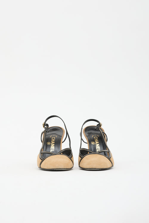 Chanel Suede & Patent Slingback Heel