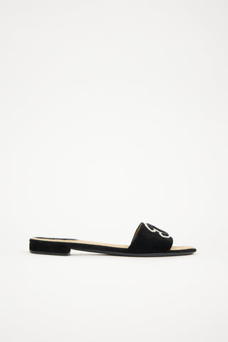 Chanel Suede & Terry CC Slide